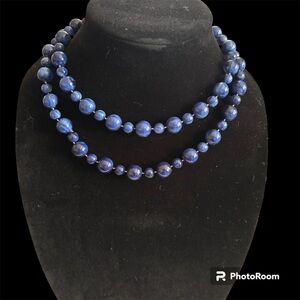 Vintage Avon Deep Blue Beaded Long Necklace